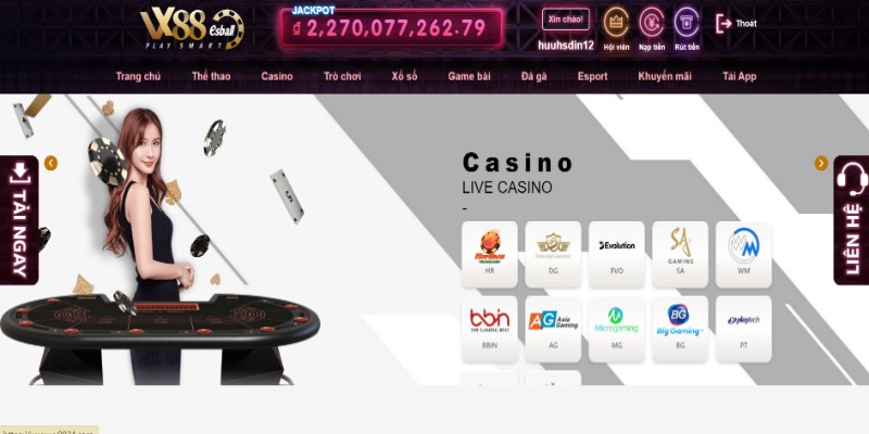 Giới thiệu về sảnh casino Vx88
